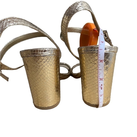 gianni BINI MCKARIA SAND GOLD BLOCK HEEL SLINGBACK DRESS SANDALS Size 7 - Picture 6 of 11